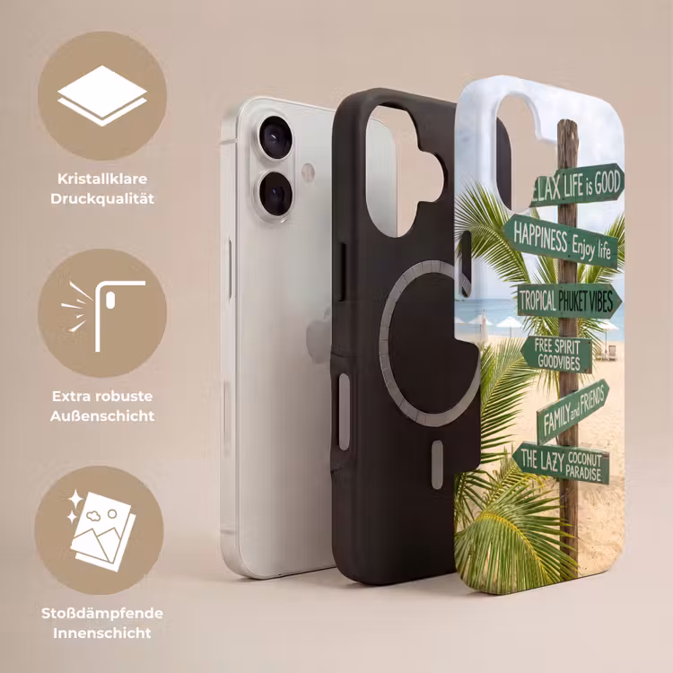 Strand - Wegwijzer - Palmen - Tropisch - Groen Toughcase MagSafe Apple iPhone 17 klein -USP_Lagen_DE