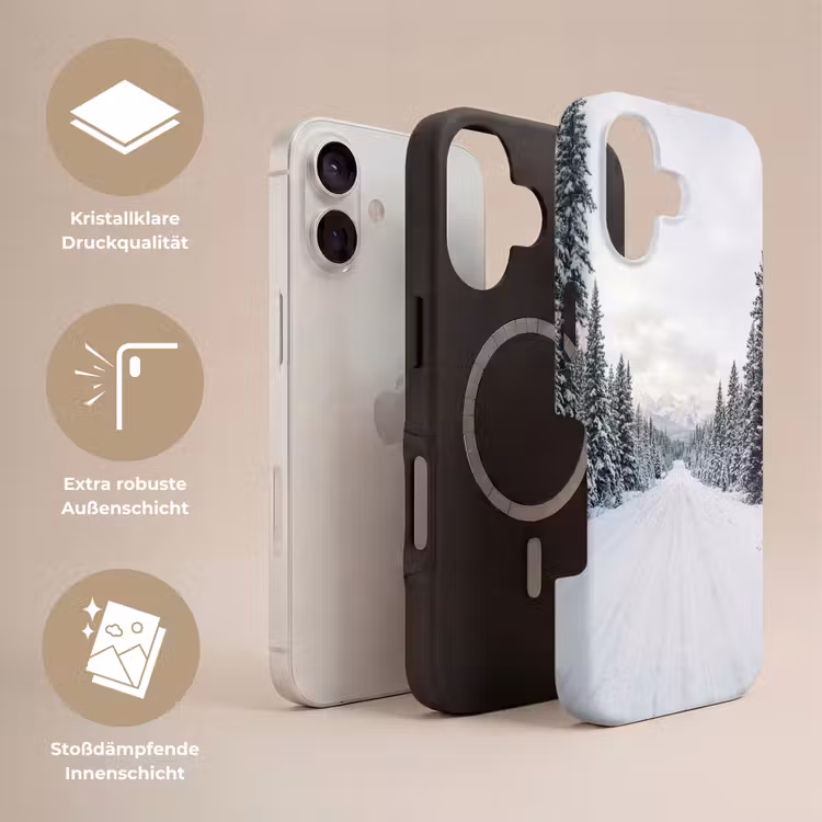 Weg - Sneeuw - Naaldbos - Winter - Avontuurlijk Toughcase MagSafe Apple iPhone 17 klein -USP_Lagen_DE