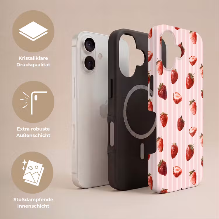 Strepen - Aardbei - Roze Toughcase MagSafe Apple iPhone 17 klein 1017 -USP_Lagen_DE