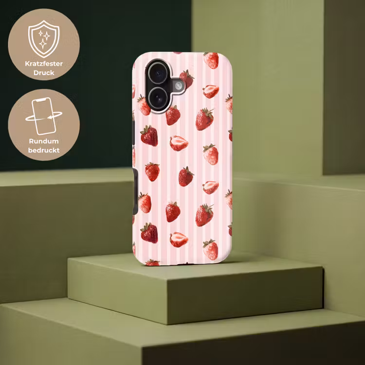 Strepen - Aardbei - Roze Toughcase MagSafe Apple iPhone 17 klein 1017 -USP_PrintM_DE