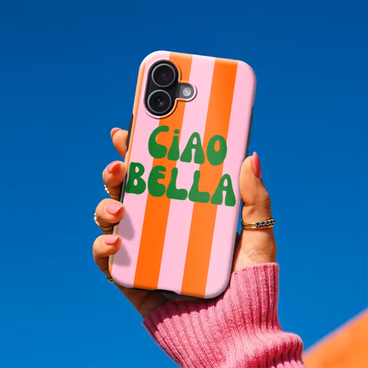 Strepen - Oranje - Verticaal - Ciao bella Toughcase MagSafe Apple iPhone 17 klein -Sfeer1V