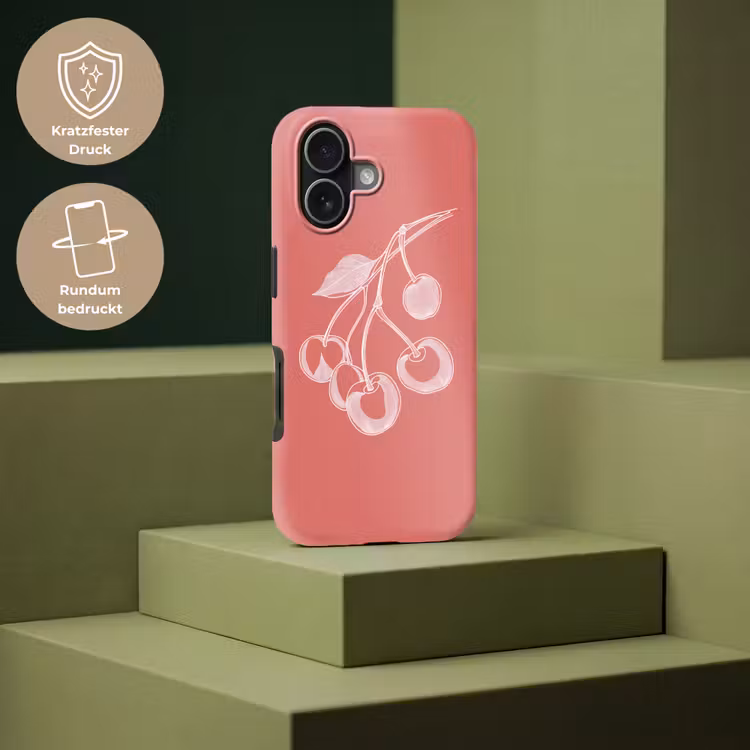 Lijnillustratie - Kersen - Tak - Wit Toughcase MagSafe Apple iPhone 17 klein -USP_PrintM_DE