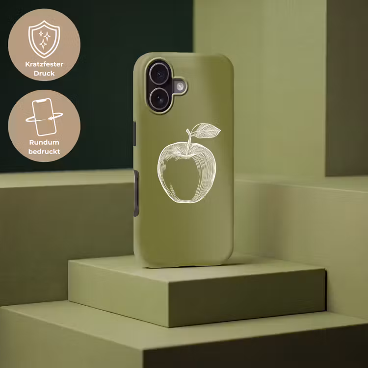 Lijntekening - Appel - Olijfgroen - Blaadje Toughcase MagSafe Apple iPhone 17 klein -USP_PrintM_DE