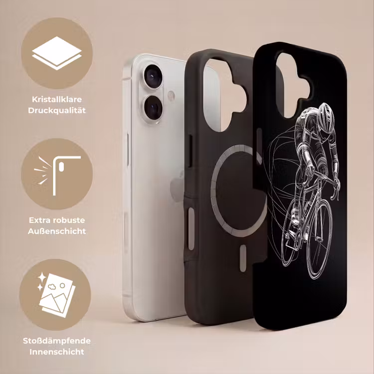 Lijntekening - Wit - Wielrennen - Snelheid Toughcase MagSafe Apple iPhone 17 klein -USP_Lagen_DE