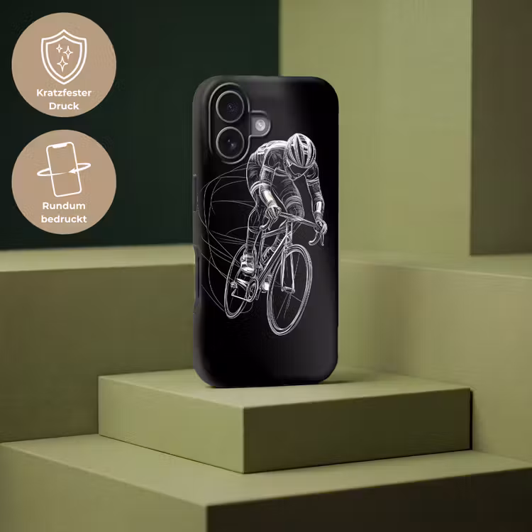 Lijntekening - Wit - Wielrennen - Snelheid Toughcase MagSafe Apple iPhone 17 klein -USP_PrintM_DE