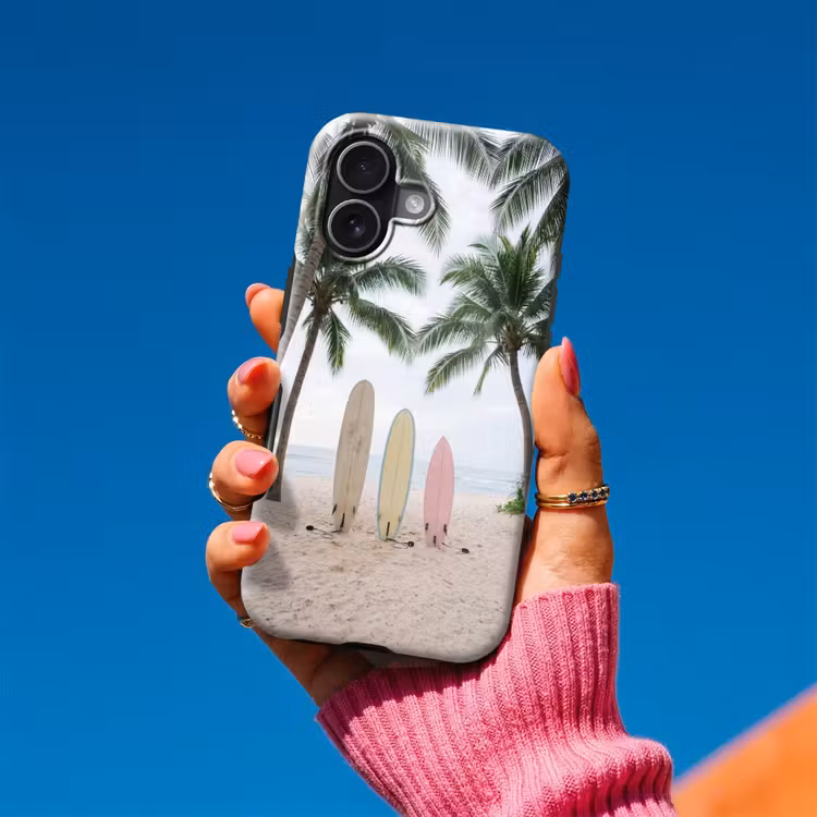 Surfboard - Palmbomen - Kleurrijk Toughcase MagSafe Apple iPhone 17 klein -Sfeer1V
