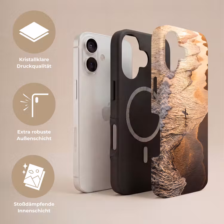 Surfer - Strand - Zonsondergang - Oceaan - Goud Toughcase MagSafe Apple iPhone 17 klein -USP_Lagen_DE