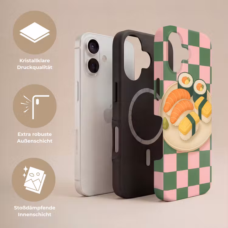 Sushi - Bord - Geblokt - Groen Toughcase MagSafe Apple iPhone 17 klein -USP_Lagen_DE