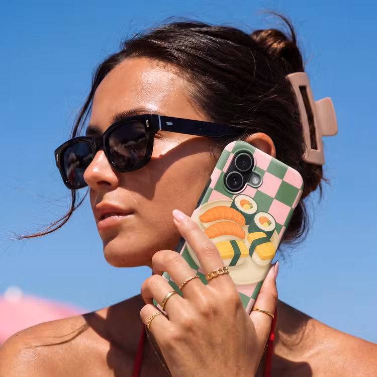 Sushi - Bord - Geblokt - Groen Toughcase MagSafe Apple iPhone 17 klein -Sfeer2V