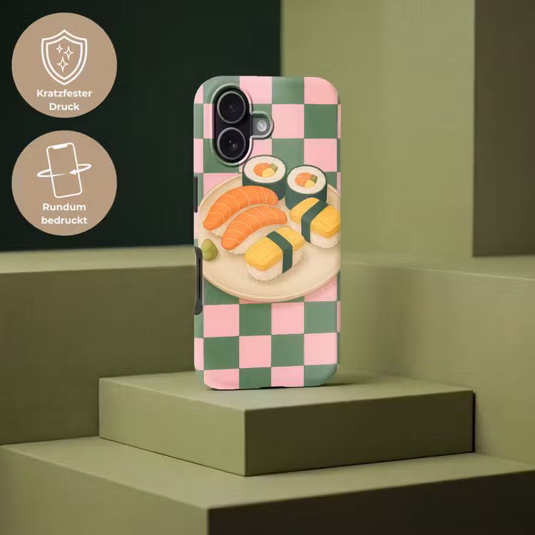 Sushi - Bord - Geblokt - Groen Toughcase MagSafe Apple iPhone 17 klein -USP_PrintM_DE