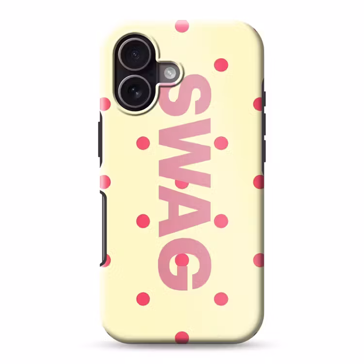 Swag - Roze - Stippen - Geel Toughcase MagSafe Apple iPhone 17 klein -3d