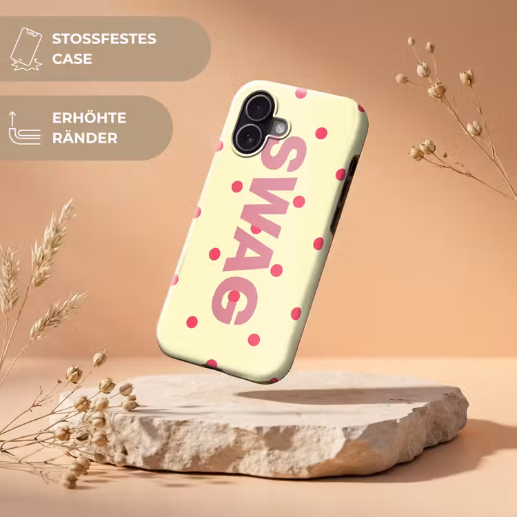 Swag - Roze - Stippen - Geel Toughcase MagSafe Apple iPhone 17 klein -USP_RandenV_DE