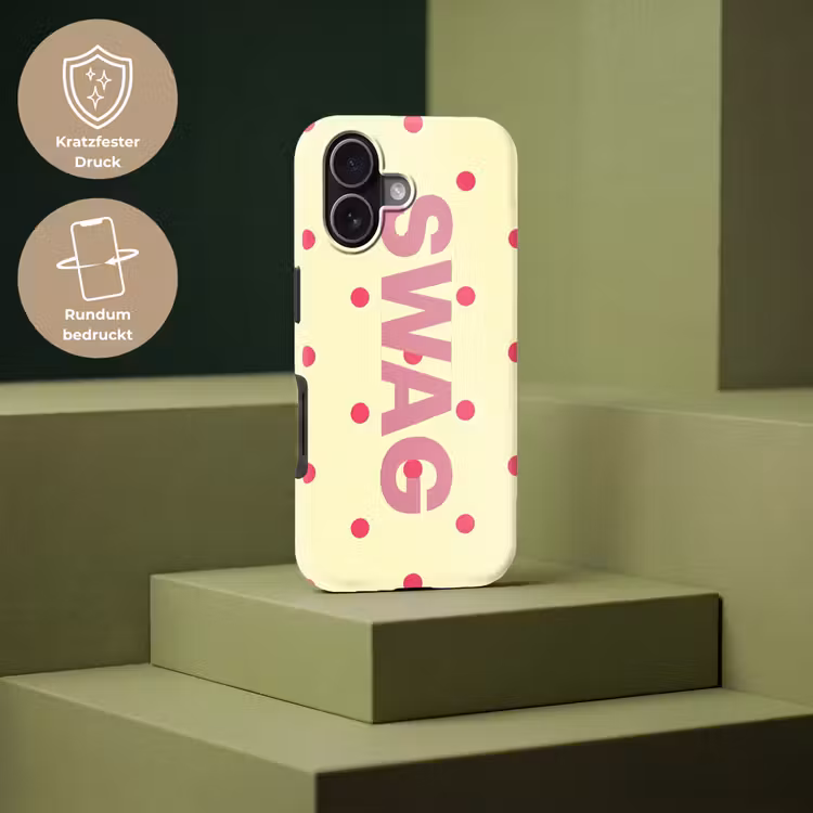 Swag - Roze - Stippen - Geel Toughcase MagSafe Apple iPhone 17 klein -USP_PrintM_DE