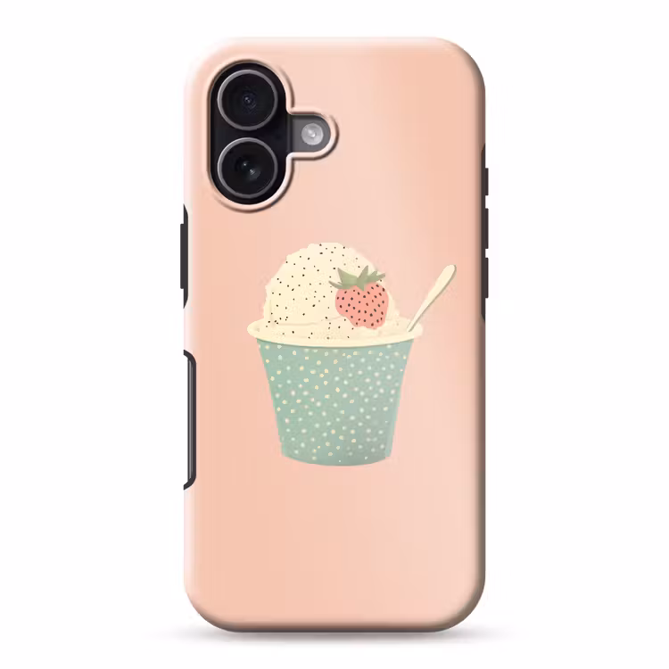 Bakje - Ijs - Aardbei - Roze Toughcase MagSafe Apple iPhone 17 klein -3d