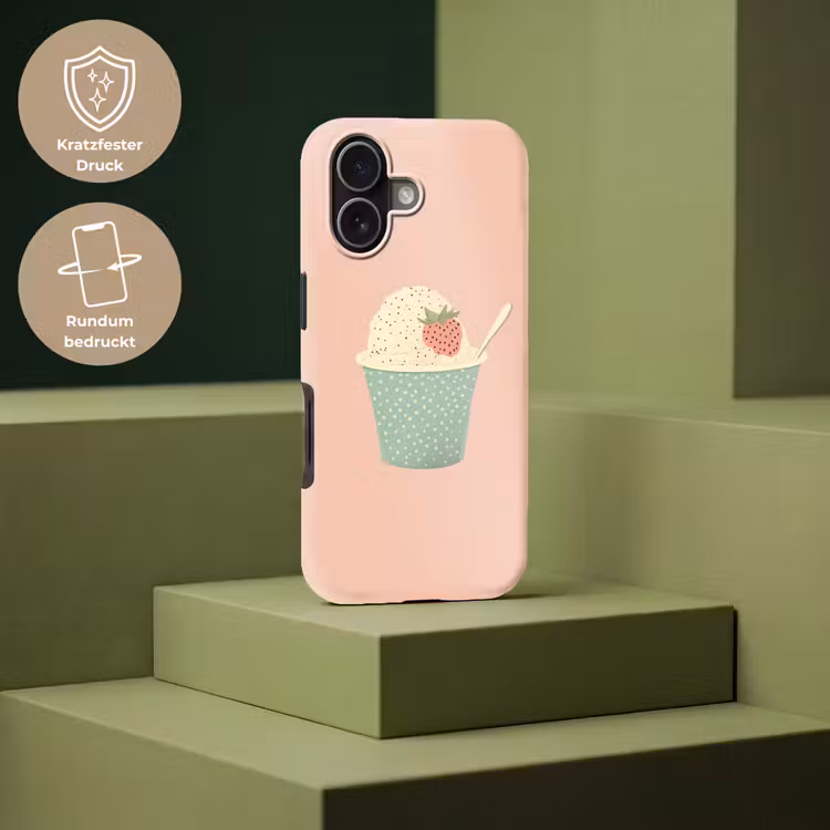 Bakje - Ijs - Aardbei - Roze Toughcase MagSafe Apple iPhone 17 klein -USP_PrintM_DE