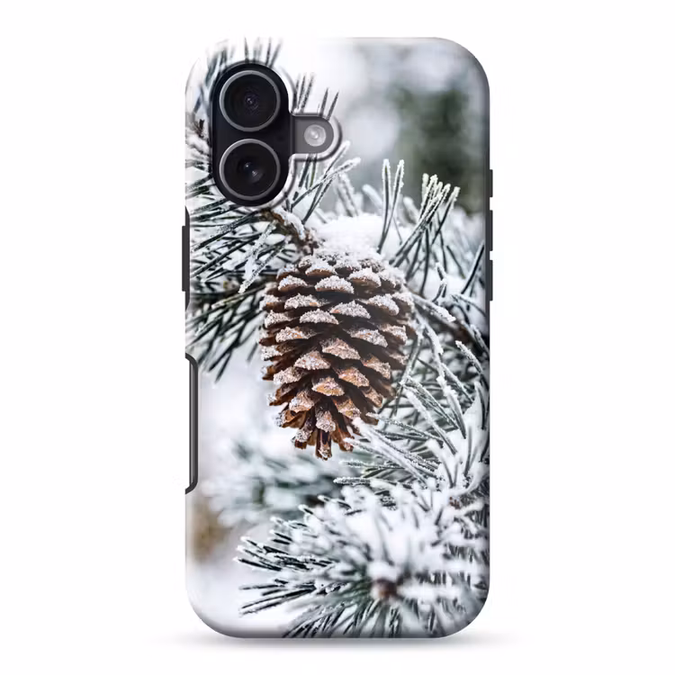 Dennenappel - Tak - Sneeuw - Winter - Sfeervol Toughcase MagSafe Apple iPhone 17 klein -3d