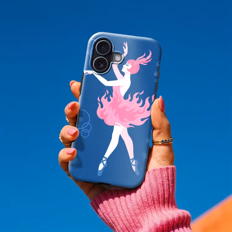 Danseres - Vlammenrok - Abstract - Roze - Blauw Toughcase MagSafe Apple iPhone 17 klein -Sfeer1V