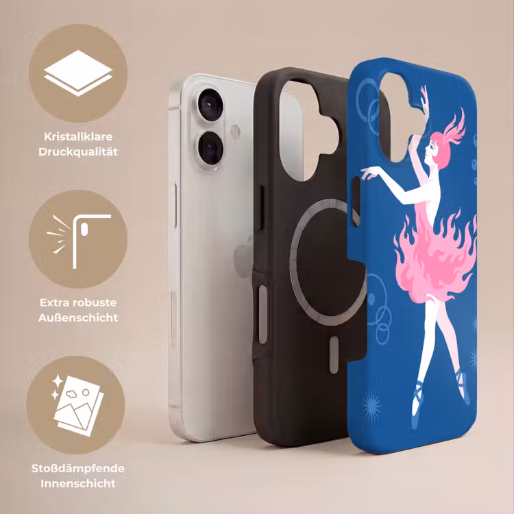 Danseres - Vlammenrok - Abstract - Roze - Blauw Toughcase MagSafe Apple iPhone 17 klein -USP_Lagen_DE