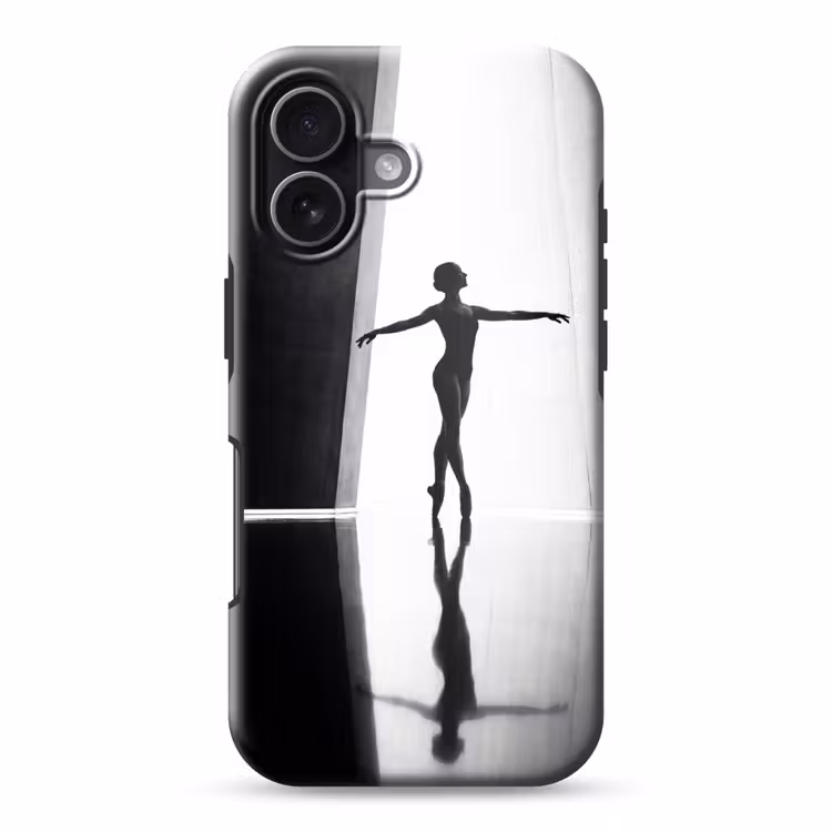 Danser - Silhouette - Kunst - Modern - Zwart-wit Toughcase MagSafe Apple iPhone 17 klein -3d