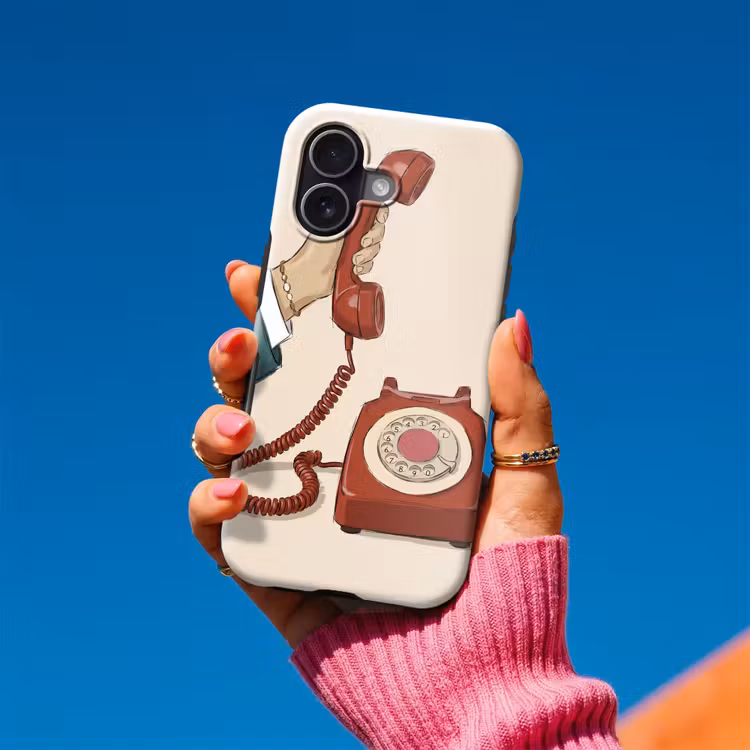 Telefoon - Hand - Vintage - Communicatie - Rood Toughcase MagSafe Apple iPhone 17 klein -Sfeer1V