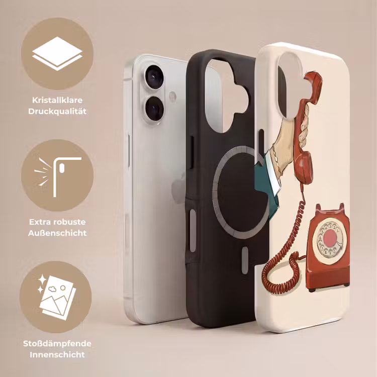 Telefoon - Hand - Vintage - Communicatie - Rood Toughcase MagSafe Apple iPhone 17 klein -USP_Lagen_DE