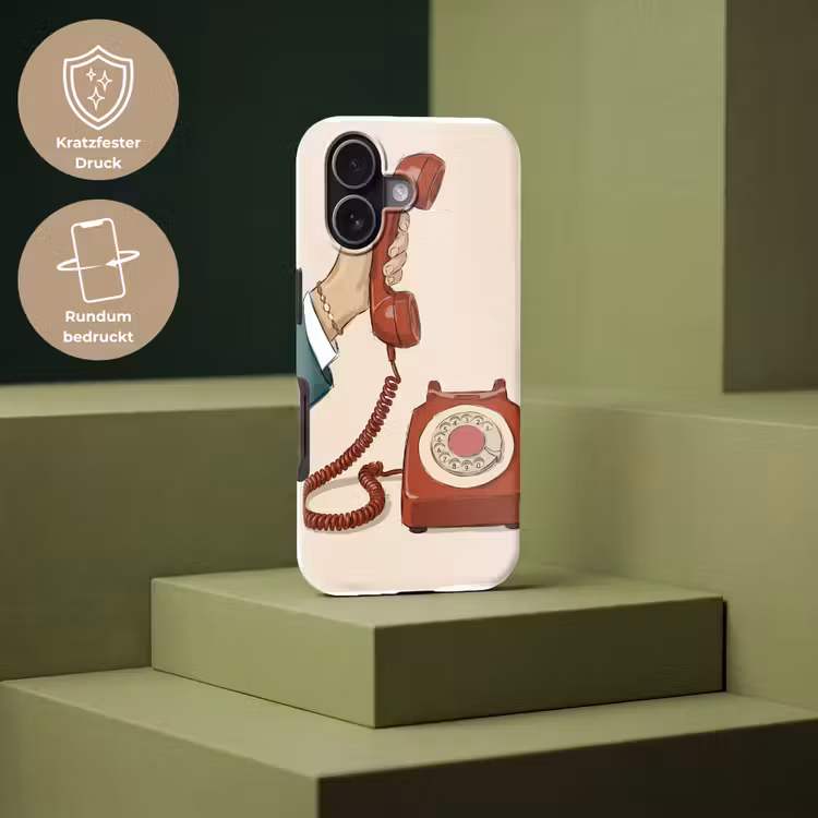 Telefoon - Hand - Vintage - Communicatie - Rood Toughcase MagSafe Apple iPhone 17 klein -USP_PrintM_DE