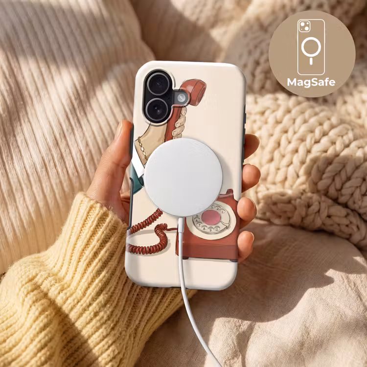 Telefoon - Hand - Vintage - Communicatie - Rood Toughcase MagSafe Apple iPhone 17 klein -USP_MagsafeV