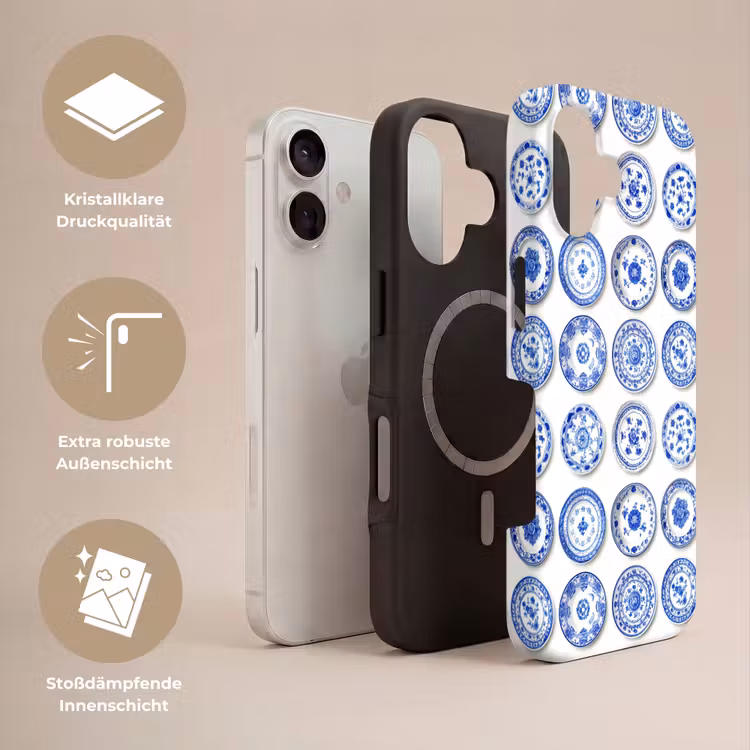 Borden - Bloemen - Patroon - Blauw Toughcase MagSafe Apple iPhone 17 klein 1017 -USP_Lagen_DE