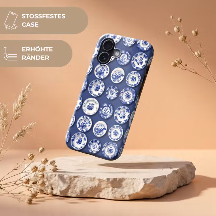 Borden - Floraal - Blauw Toughcase MagSafe Apple iPhone 17 klein 1017 -USP_RandenV_DE