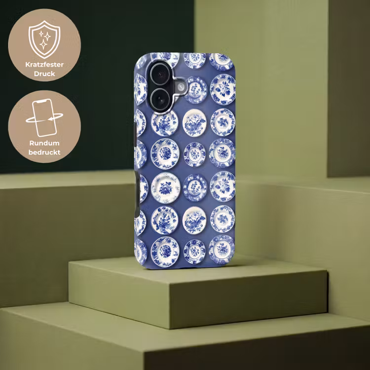 Borden - Floraal - Blauw Toughcase MagSafe Apple iPhone 17 klein 1017 -USP_PrintM_DE