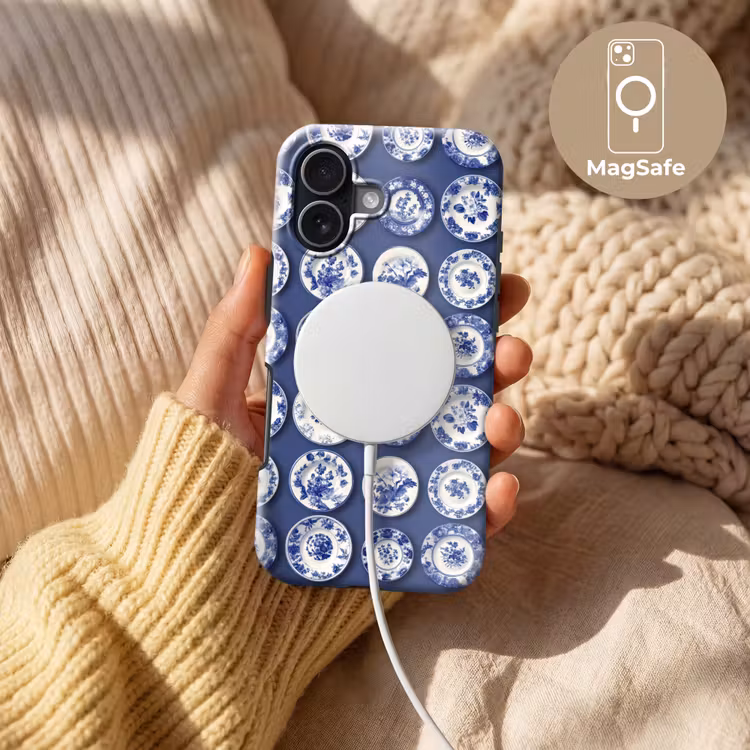 Borden - Floraal - Blauw Toughcase MagSafe Apple iPhone 17 klein 1017 -USP_MagsafeV
