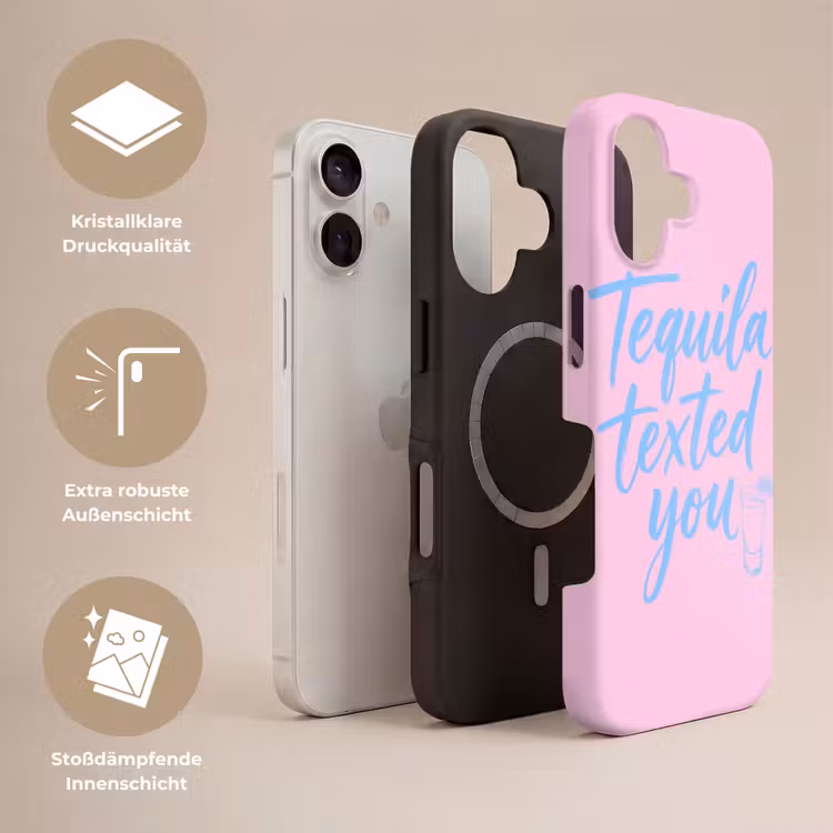 Tequila texted you - Roze - Blauw Toughcase MagSafe Apple iPhone 17 klein -USP_Lagen_DE