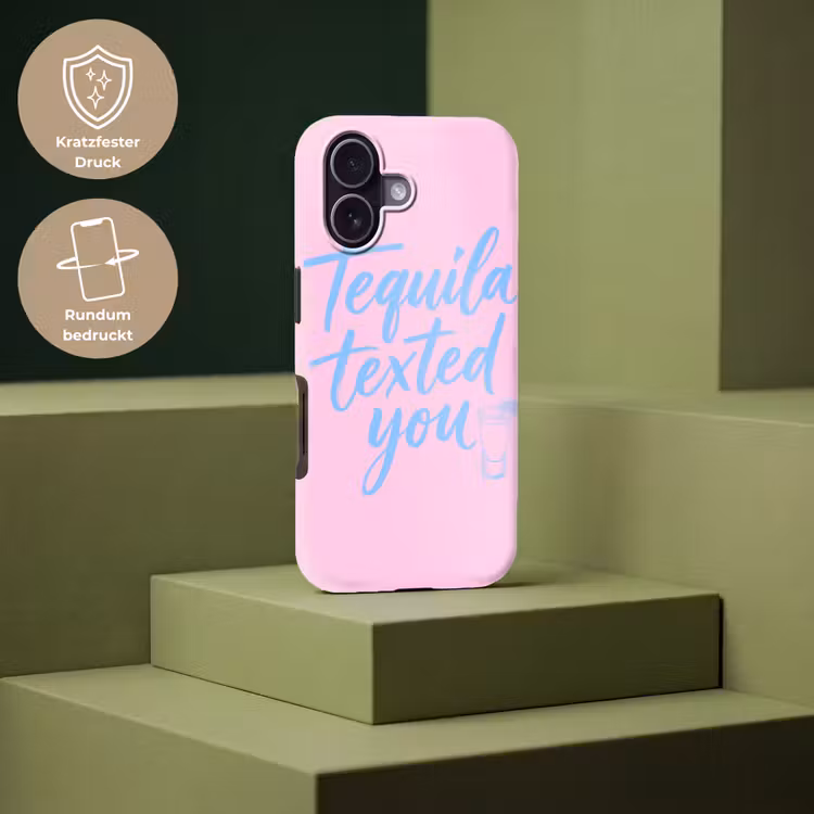 Tequila texted you - Roze - Blauw Toughcase MagSafe Apple iPhone 17 klein -USP_PrintM_DE