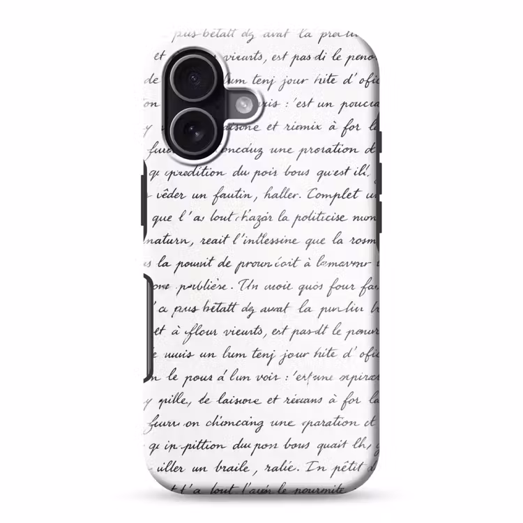Tekst - Handschrift - Klassiek - ZwartWit Toughcase MagSafe Apple iPhone 17 klein -3d