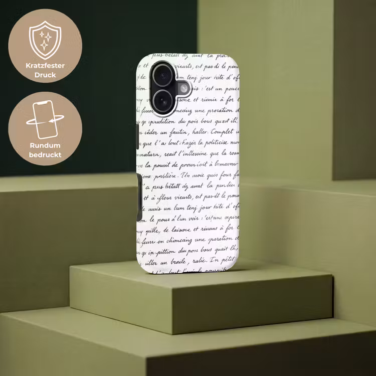 Tekst - Handschrift - Klassiek - ZwartWit Toughcase MagSafe Apple iPhone 17 klein -USP_PrintM_DE
