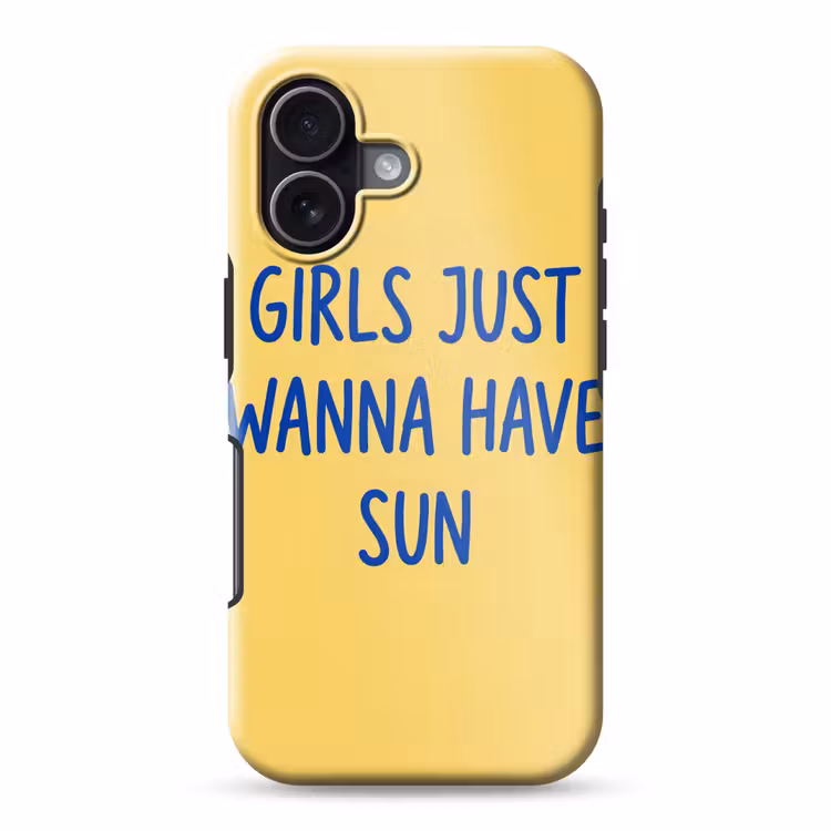 Tekst - Zon - Zomer - Modern - Geel Toughcase MagSafe Apple iPhone 17 klein -3d
