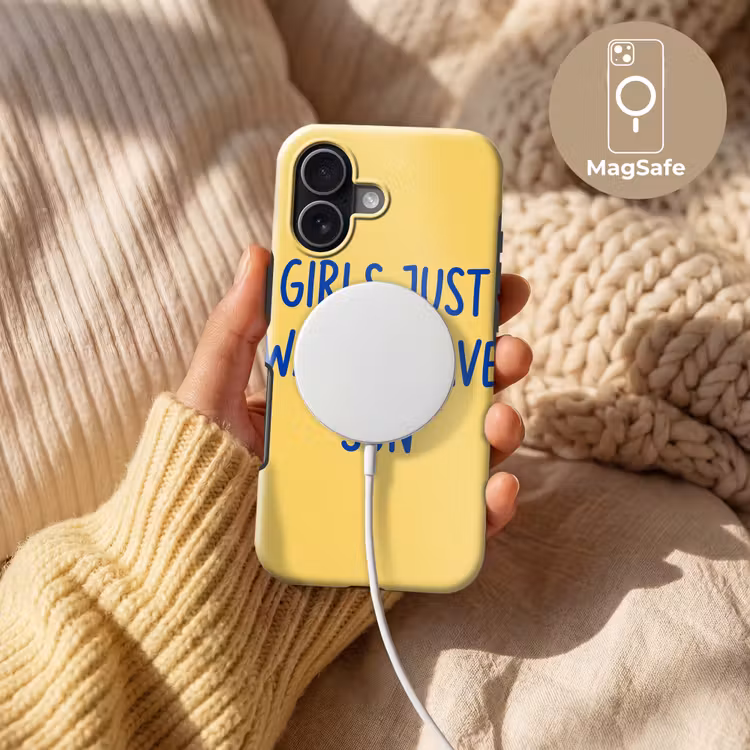 Tekst - Zon - Zomer - Modern - Geel Toughcase MagSafe Apple iPhone 17 klein -USP_MagsafeV