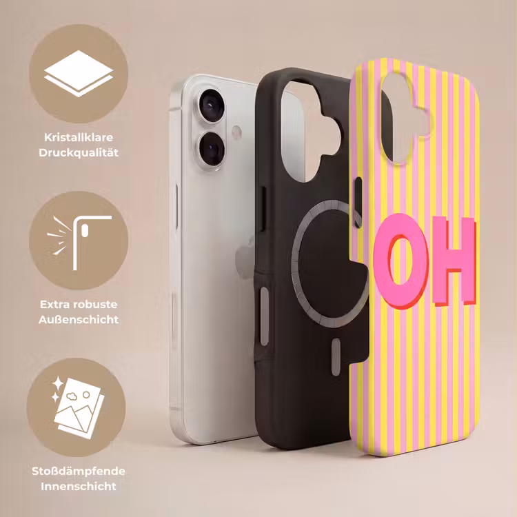 Tekst - Strepen - Roze Toughcase MagSafe Apple iPhone 17 klein -USP_Lagen_DE