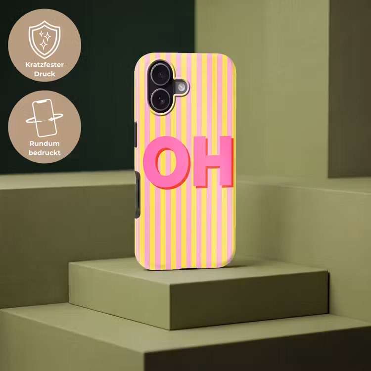 Tekst - Strepen - Roze Toughcase MagSafe Apple iPhone 17 klein -USP_PrintM_DE