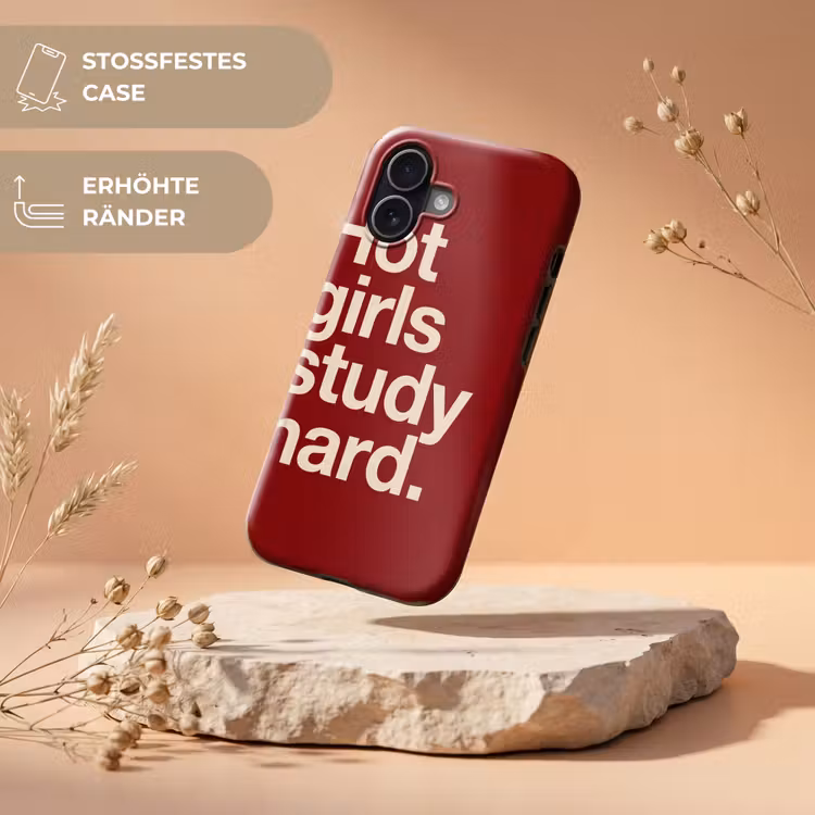Tekst - Studie - Motivatie - Modern - Rood Toughcase MagSafe Apple iPhone 17 klein -USP_RandenV_DE