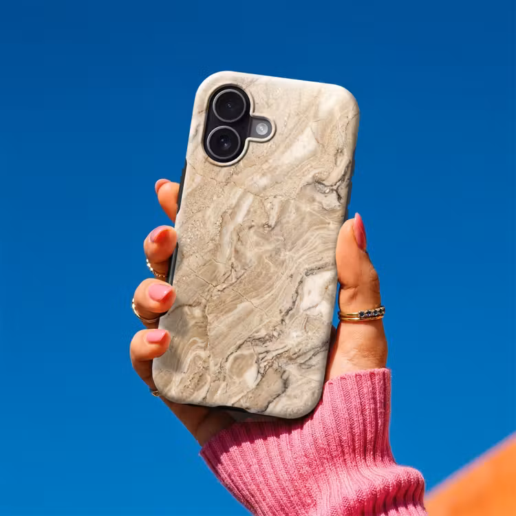 Textuur - Aders - Abstract - Modern - Beige Toughcase MagSafe Apple iPhone 17 klein -Sfeer1V