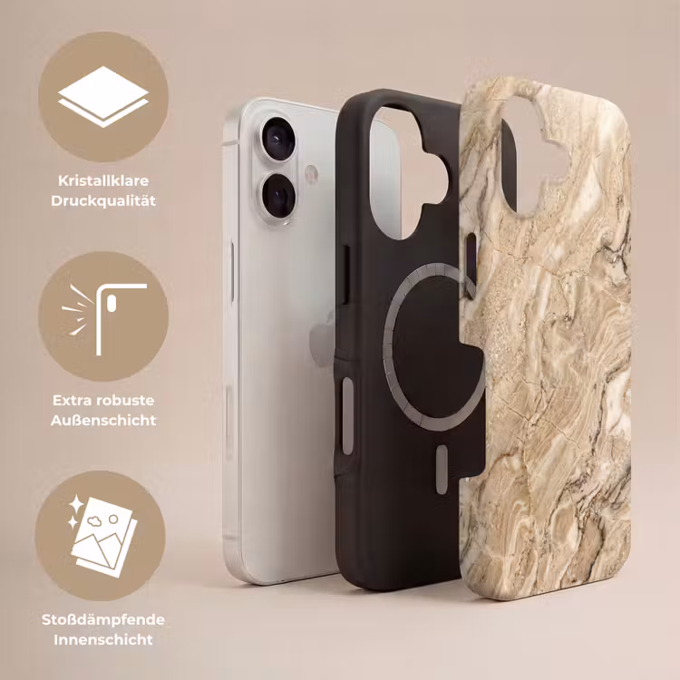 Textuur - Aders - Abstract - Modern - Beige Toughcase MagSafe Apple iPhone 17 klein -USP_Lagen_DE