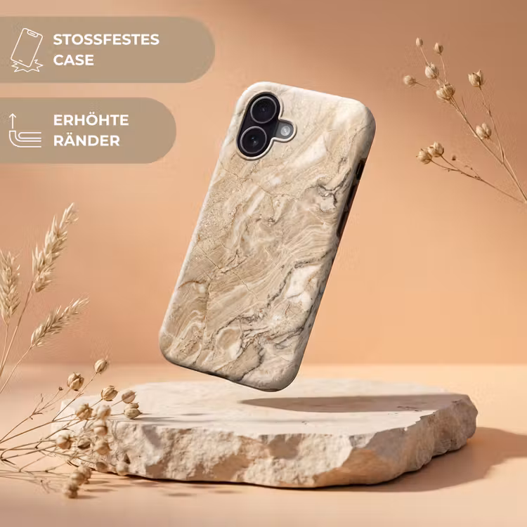 Textuur - Aders - Abstract - Modern - Beige Toughcase MagSafe Apple iPhone 17 klein -USP_RandenV_DE
