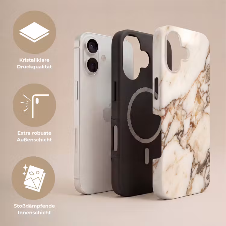 Textuur - Gesteente - Aderen - Abstract - Wit Toughcase MagSafe Apple iPhone 17 klein -USP_Lagen_DE