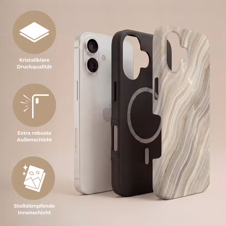 Textuur - Golvend - Abstract - Modern - Beige Toughcase MagSafe Apple iPhone 17 klein -USP_Lagen_DE