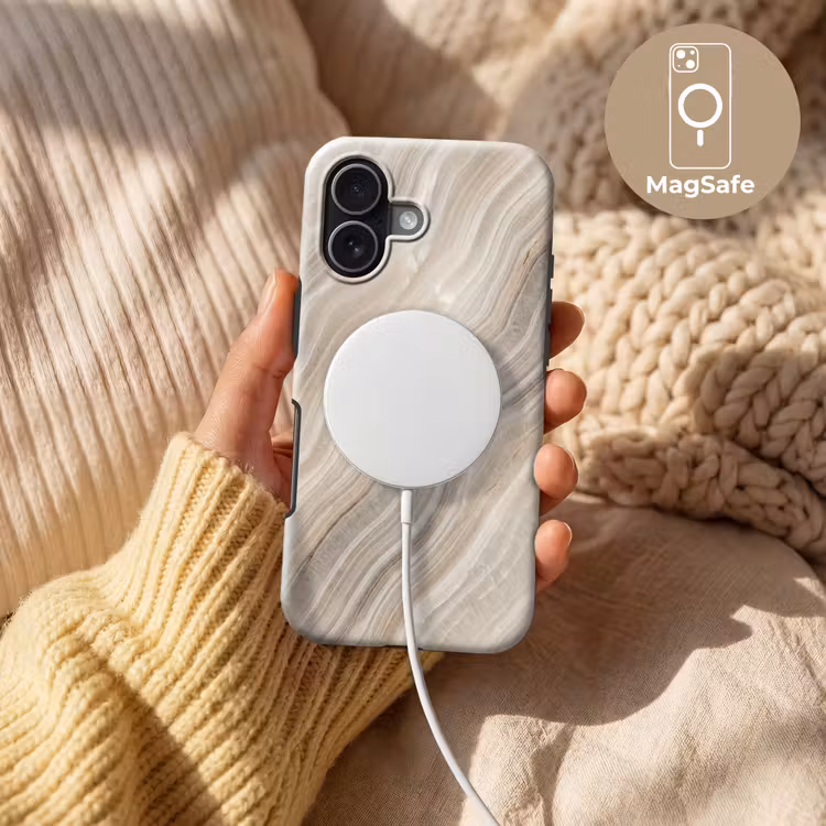Textuur - Golvend - Abstract - Modern - Beige Toughcase MagSafe Apple iPhone 17 klein -USP_MagsafeV