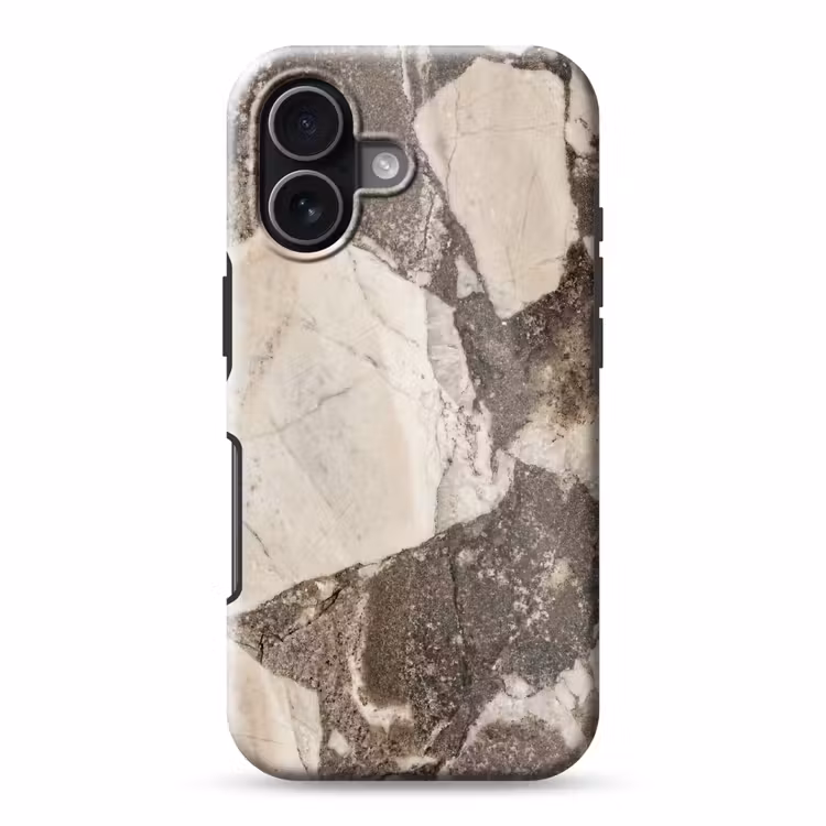 Textuur - Marmer - Abstract - Beige - Bruin Toughcase MagSafe Apple iPhone 17 klein -3d