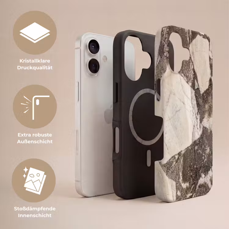Textuur - Marmer - Abstract - Beige - Bruin Toughcase MagSafe Apple iPhone 17 klein -USP_Lagen_DE