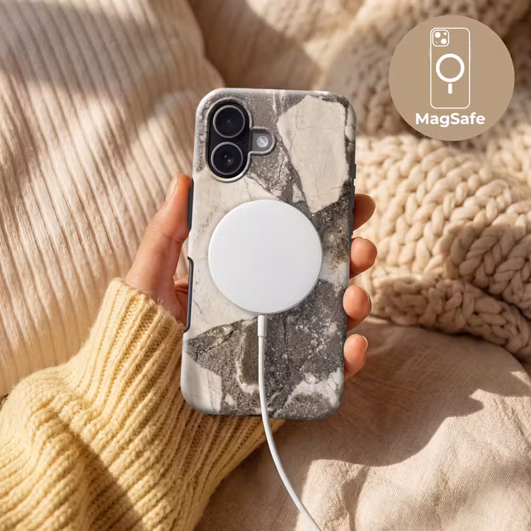 Textuur - Marmer - Abstract - Beige - Bruin Toughcase MagSafe Apple iPhone 17 klein -USP_MagsafeV
