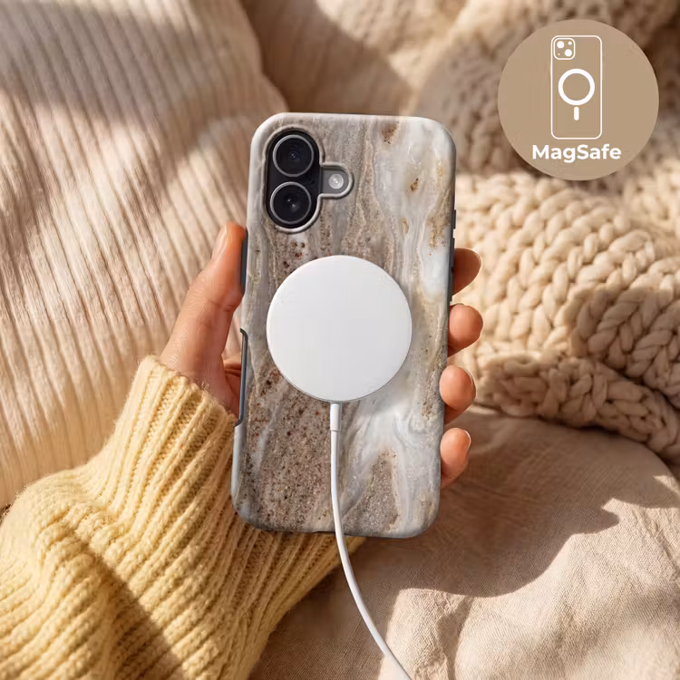 Textuur - Steen - Abstract - Beige Toughcase MagSafe Apple iPhone 17 klein -USP_MagsafeV